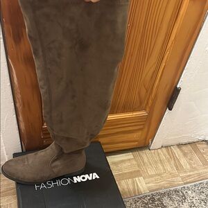 Fashion Nova Brown Suede Boots